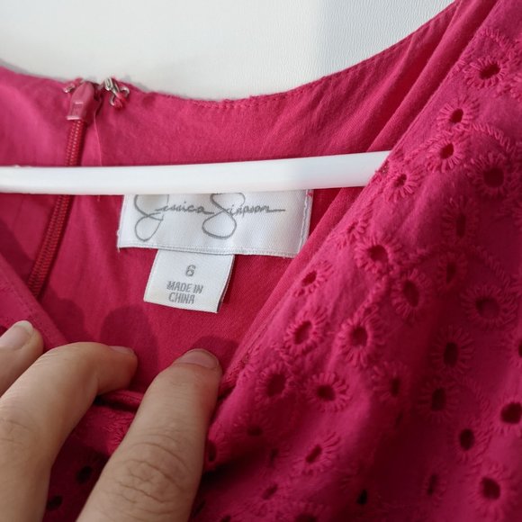 Jessica Simpson Sleeveless Eyelet Dress Pink Size 6 - Picture 5 of 12